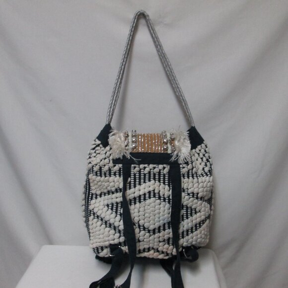 Steve Madden crochet shoulder backpack purse satchel Studded convertible large - Picture 5 of 11